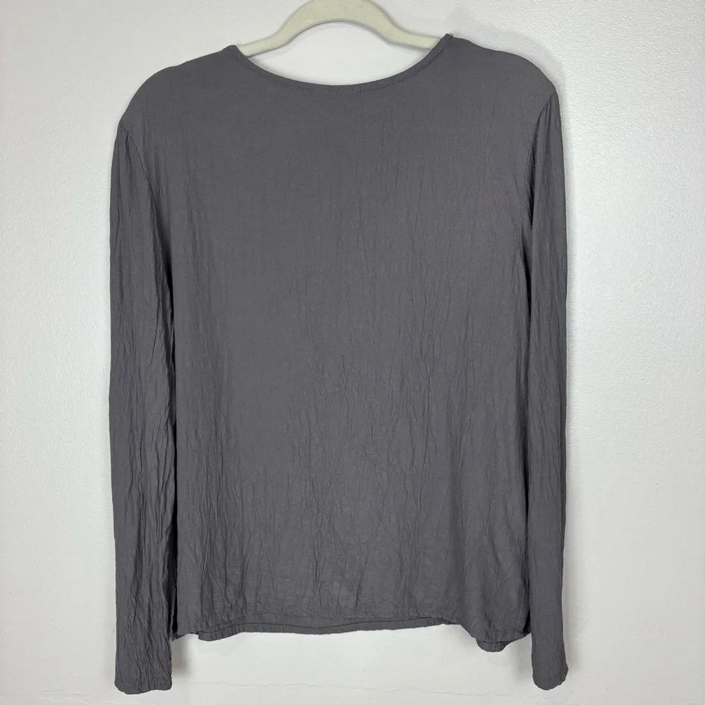 Cut Loose Pullover Top Size S Gray Lightweight Lagenlook Minimalist Crinkle Flow - Picture 14 of 15